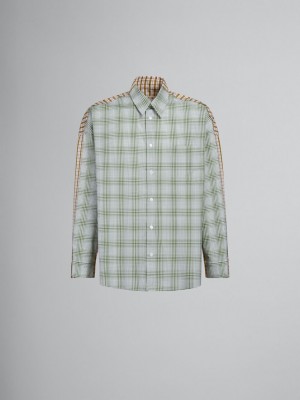 Marni Bio Poplin Shirt With Contrasting Checks Gröna | SEEGJ33778