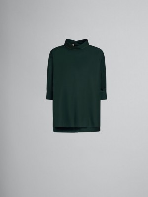 Marni Bio Poplin Top With Open Back Gröna | SEQAV30439