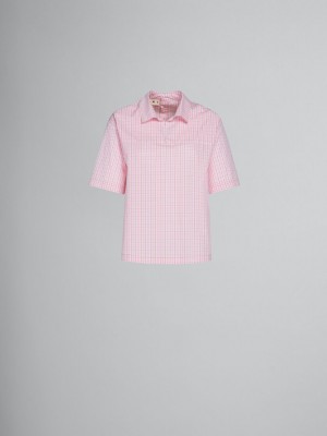 Marni Checked Blouse With Back Polo Opening Rosa | SEJBT49636