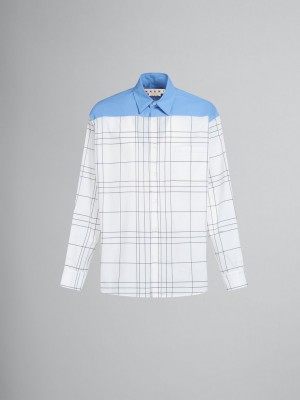 Marni Checked Bomull Shirt With Plain Yoke Vita | USETG76950