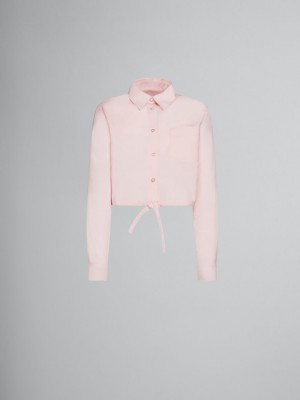 Marni Cropped Shirt In Bio Poplin Rosa | FSEUI27962