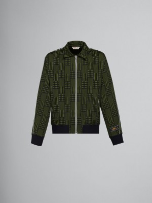 Marni Jersey Jacket With Checks And Stripes Gröna | SEQAV73778