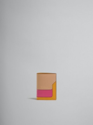 Marni Läder Bi-fold Wallet Beige Rosa Orange | MSEHR42486