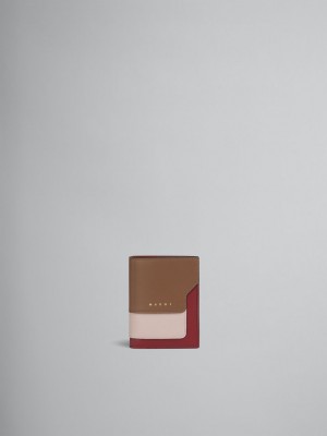 Marni Läder Bi-fold Wallet Bruna Rosa Vinröda | YSEGT97436