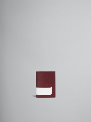 Marni Läder Bi-fold Wallet Röda Vita Bruna | SEICD79947