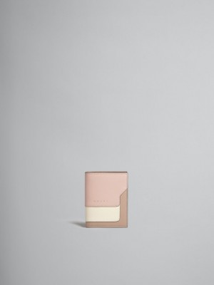 Marni Läder Bi-fold Wallet Rosa Vita Beige | PSEER22215