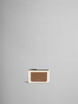 Marni Läder Card Case Bruna Vita Orange | SEJVR57931
