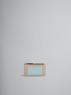 Marni Läder Card Case Ljusblå Beige Vita | SEIIZ31336
