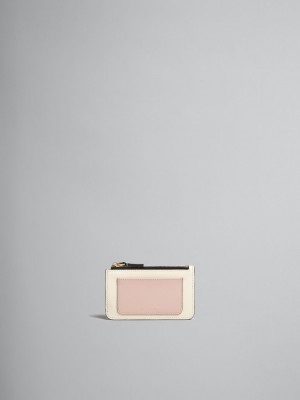 Marni Läder Card Case Rosa Vita Beige | SEDFL12841