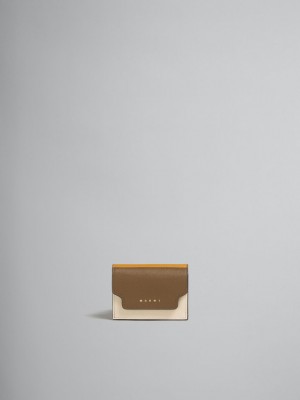 Marni Läder Tri-fold Wallet Bruna Vita Orange | SEIIZ66086