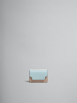 Marni Läder Tri-fold Wallet Ljusgröna Beige Vita | ESEVG89053