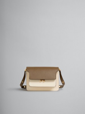 Marni Läder Trunk Bag Bruna Vita Orange | SENEJ90560
