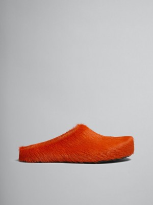 Marni Long Hair Calfskin Fussbett Sabot Orange | LSESX19133