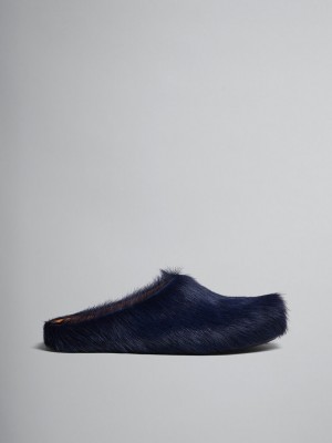 Marni Long Hair Calfskin Fussbett Sabot Svarta | ZSEMJ47496