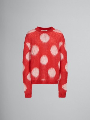 Marni Mohair Jumper With Maxi Polka Dots Röda | TSEWZ96963
