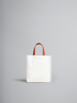 Marni Museo Soft Mini Bag Läder Vita Ljusblå Orange | SEEGJ57257