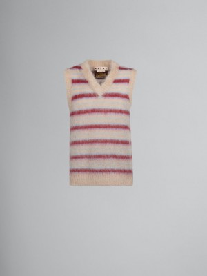 Marni Randig Mohair Vest Grädde | SEICD69734
