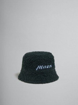 Marni Teddy Bucket Hat With Embroidered Logo Gröna | PSEQX27147