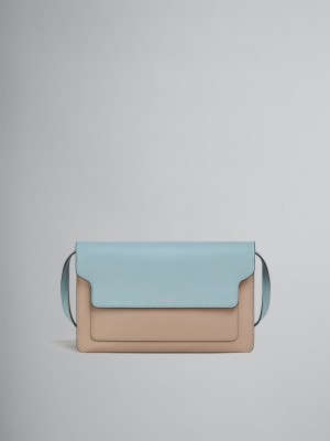 Marni Trunk Clutch Läder Ljusblå Beige Vita | DSEKV21848