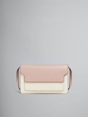 Marni Trunk Clutch Läder Rosa Vita Beige | ESEVG90160