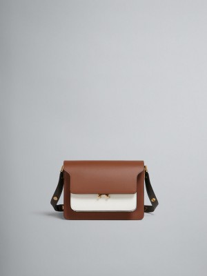 Marni Trunk Medium Bag Läder Bruna Vita Gröna | SEJVR62848