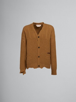 Marni Virgin Ull Cardigan With Nibbled Hem Bruna | ZSENQ43601