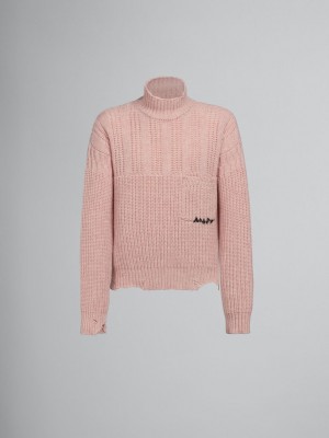 Marni Virgin Ull Jumper With Nibbled Hem Rosa | PSEER18745