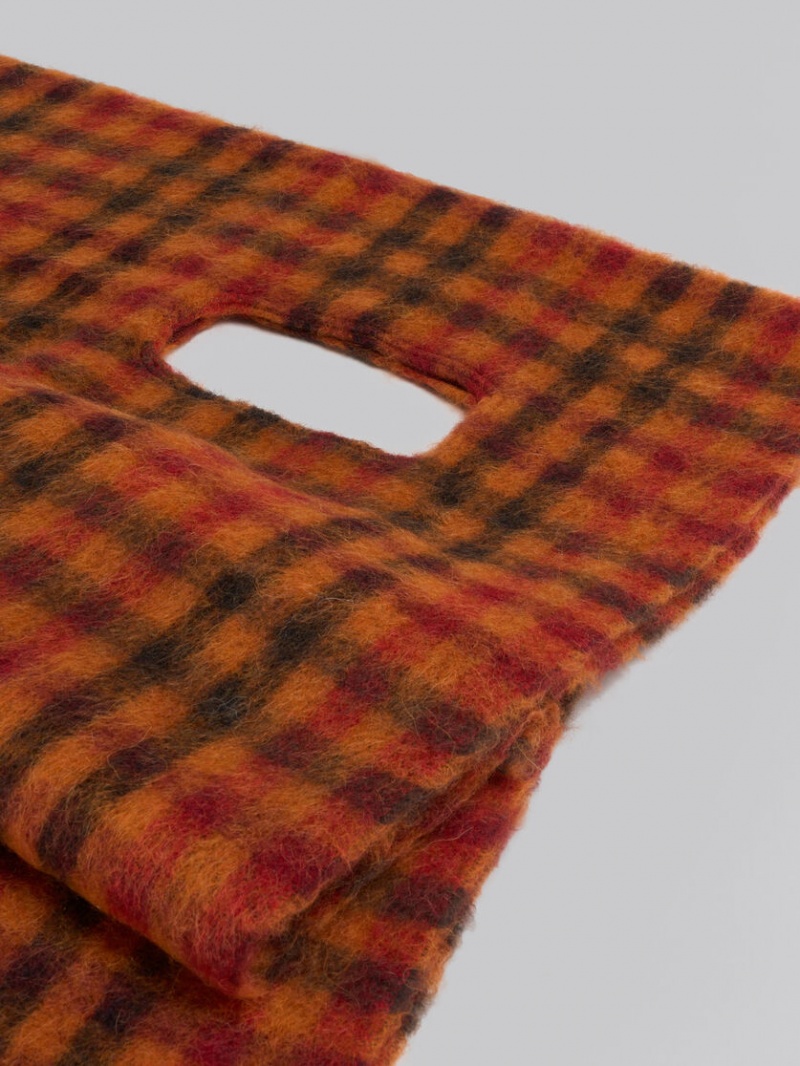 Marni Alpaca And Mohair Check Scarf Ljusorange | PSEER84767