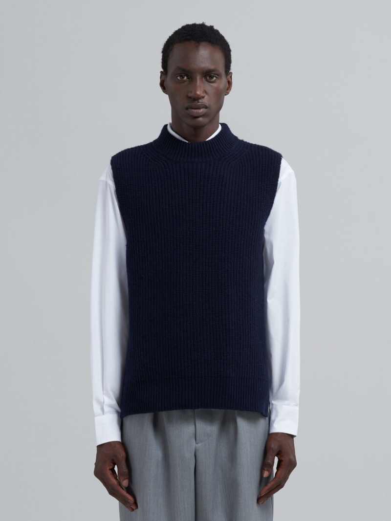 Marni Asymmetric Carded Ull Vest Svarta | FSEUI99416