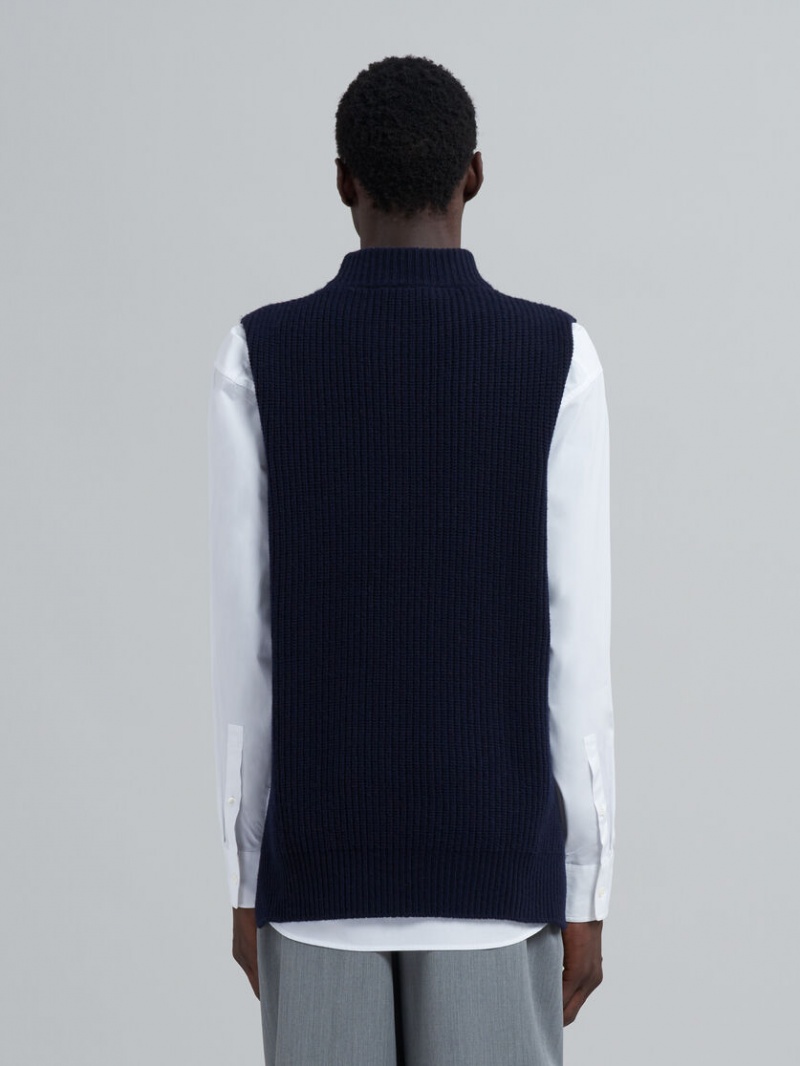 Marni Asymmetric Carded Ull Vest Svarta | FSEUI99416