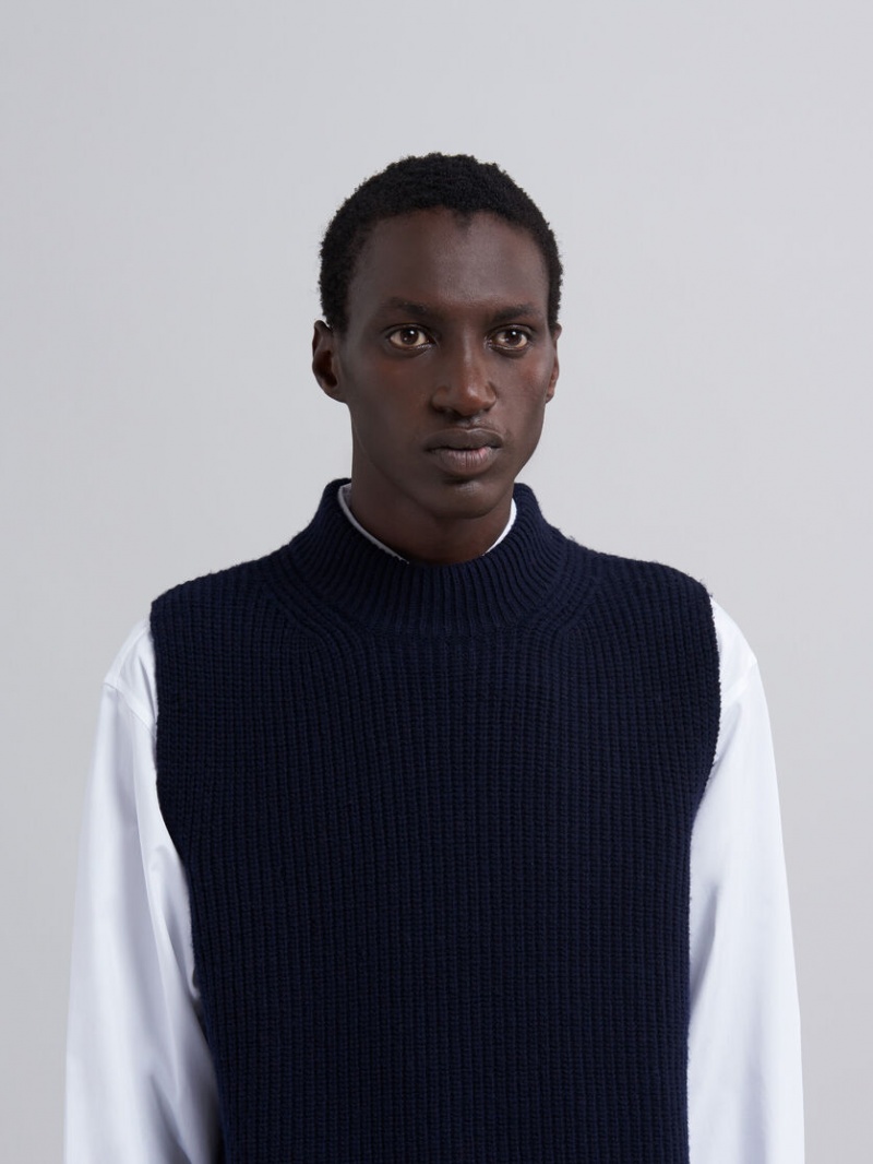 Marni Asymmetric Carded Ull Vest Svarta | FSEUI99416