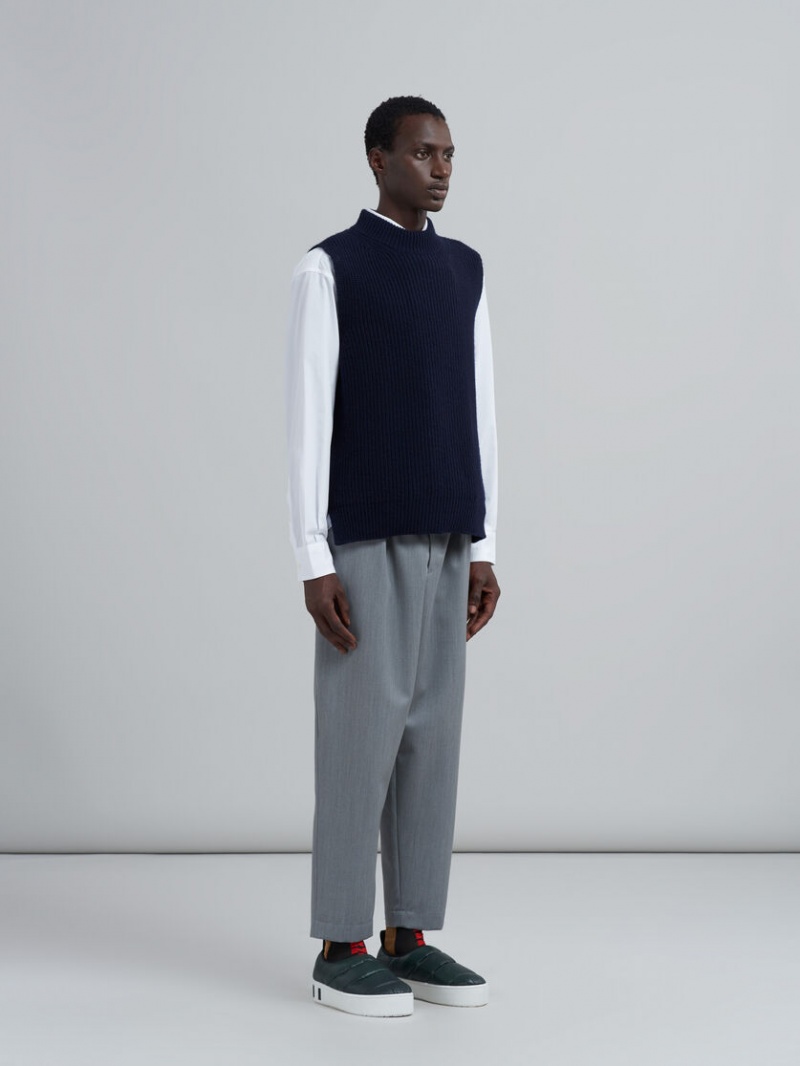 Marni Asymmetric Carded Ull Vest Svarta | FSEUI99416