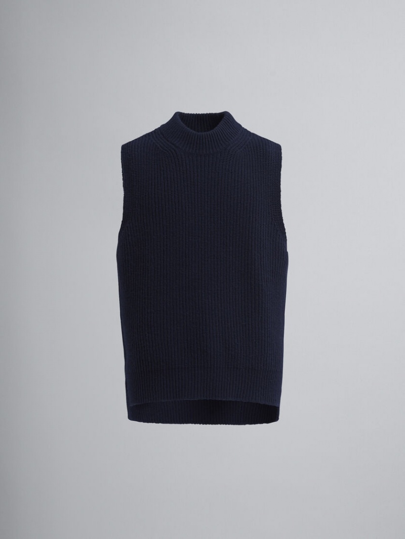 Marni Asymmetric Carded Ull Vest Svarta | FSEUI99416