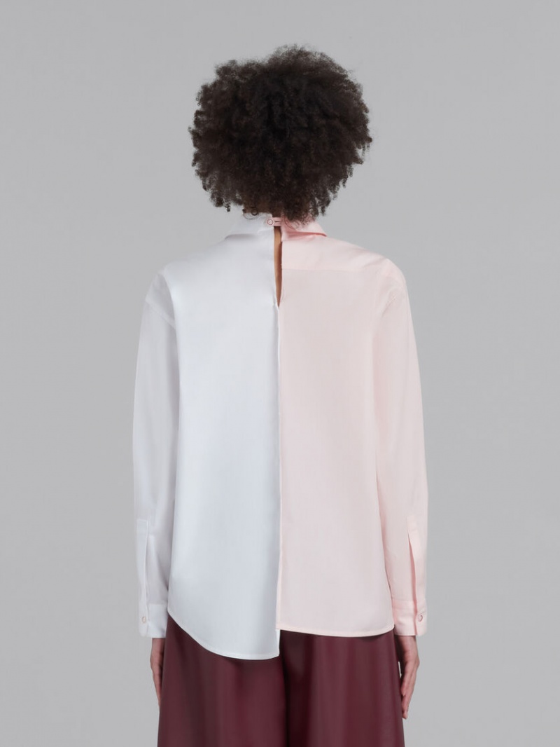 Marni Asymmetric Shirt In Bio Poplin Vita | ASEDF56124