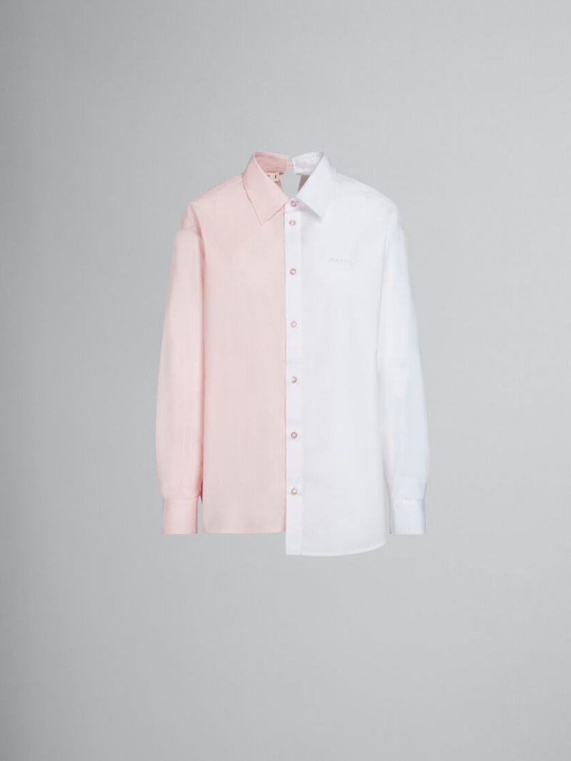Marni Asymmetric Shirt In Bio Poplin Vita | ASEDF56124