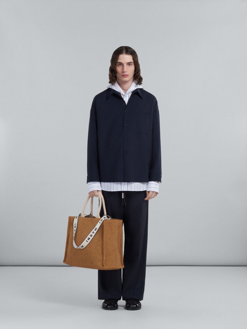 Marni Bey Tote Bag Raffia Bruna | ZSEMJ55242