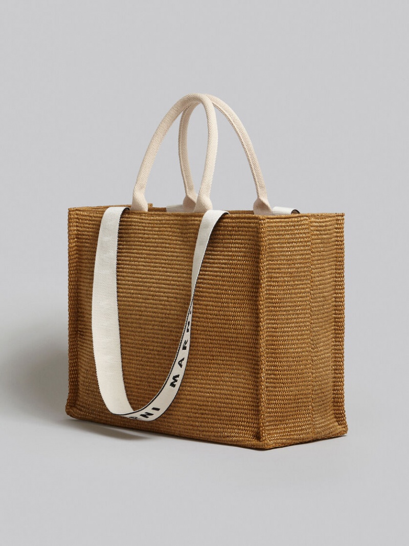 Marni Bey Tote Bag Raffia Bruna | ZSEMJ55242