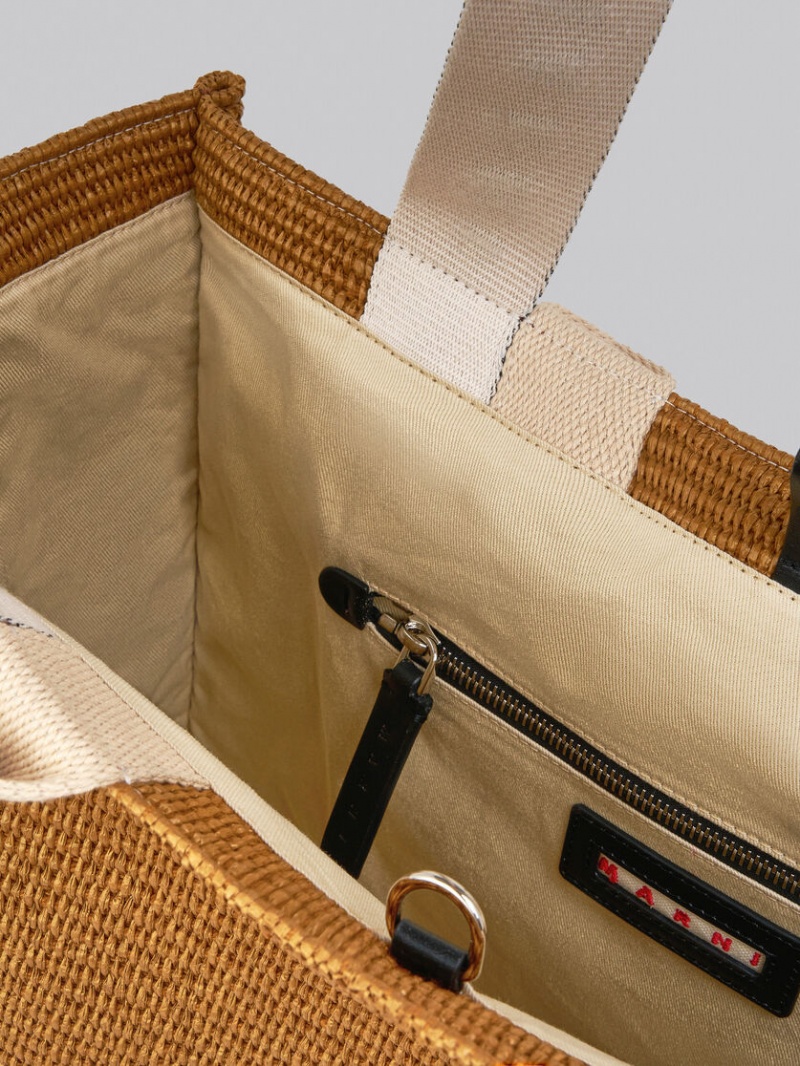 Marni Bey Tote Bag Raffia Bruna | ZSEMJ55242