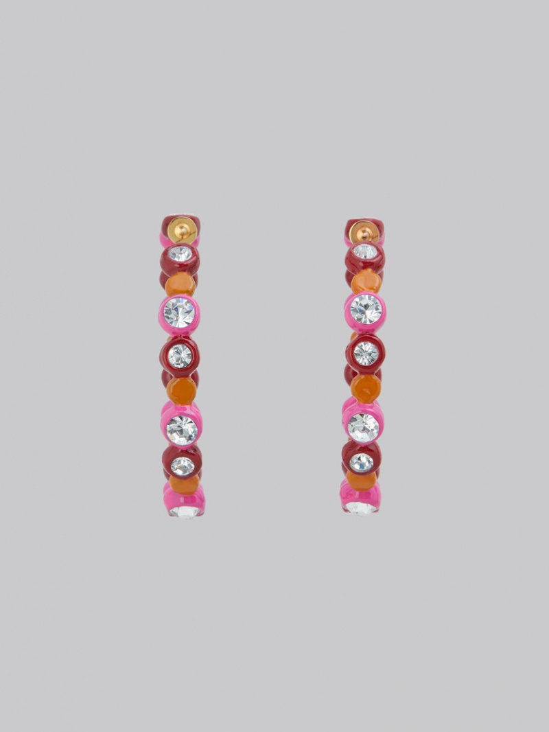 Marni Bezel-set Rhinestone Resin Hoop Rosa | FSEUI48877