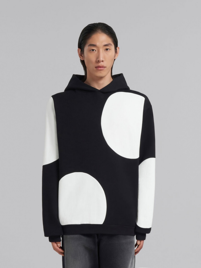 Marni Bio Bomull Hoodie With Maxi Polka Dots Svarta | MSEHR23451