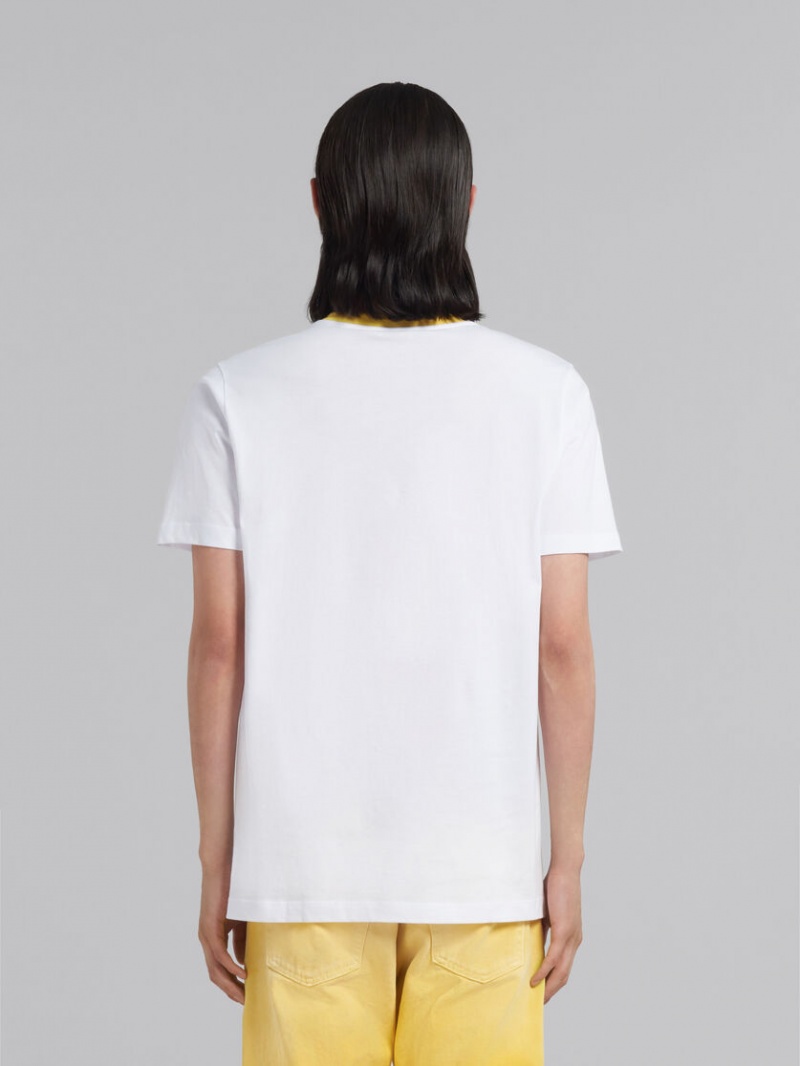 Marni Bio Bomull T-shirt With Polka-dot Logo Vita | SSENY84649
