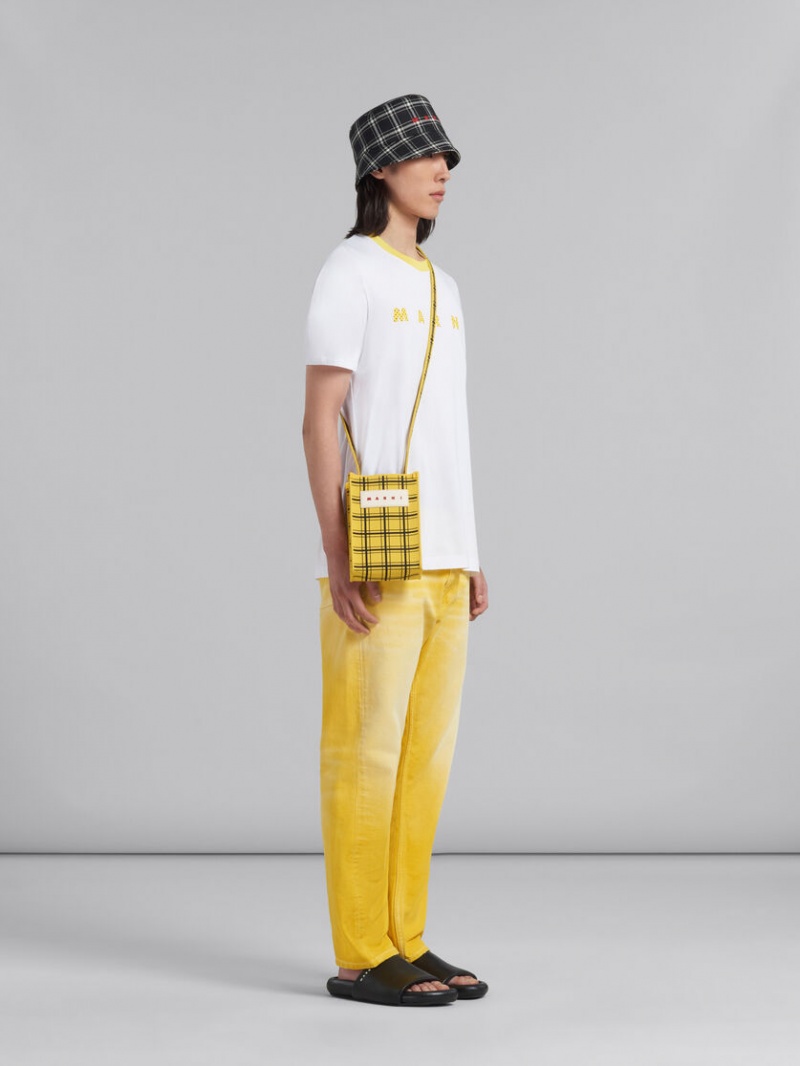 Marni Bio Bomull T-shirt With Polka-dot Logo Vita | SSENY84649