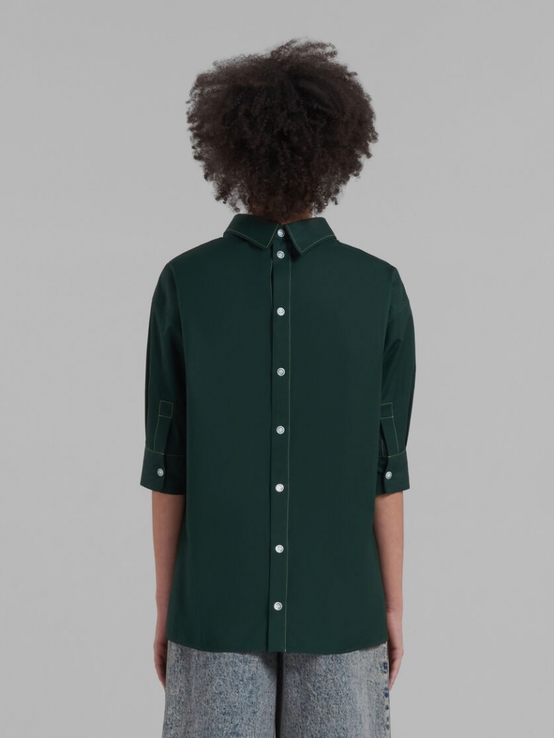 Marni Bio Poplin Top With Open Back Gröna | SEQAV30439