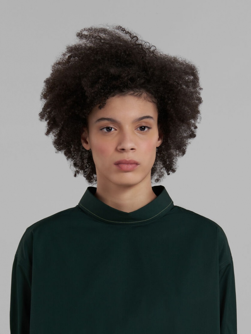Marni Bio Poplin Top With Open Back Gröna | SEQAV30439