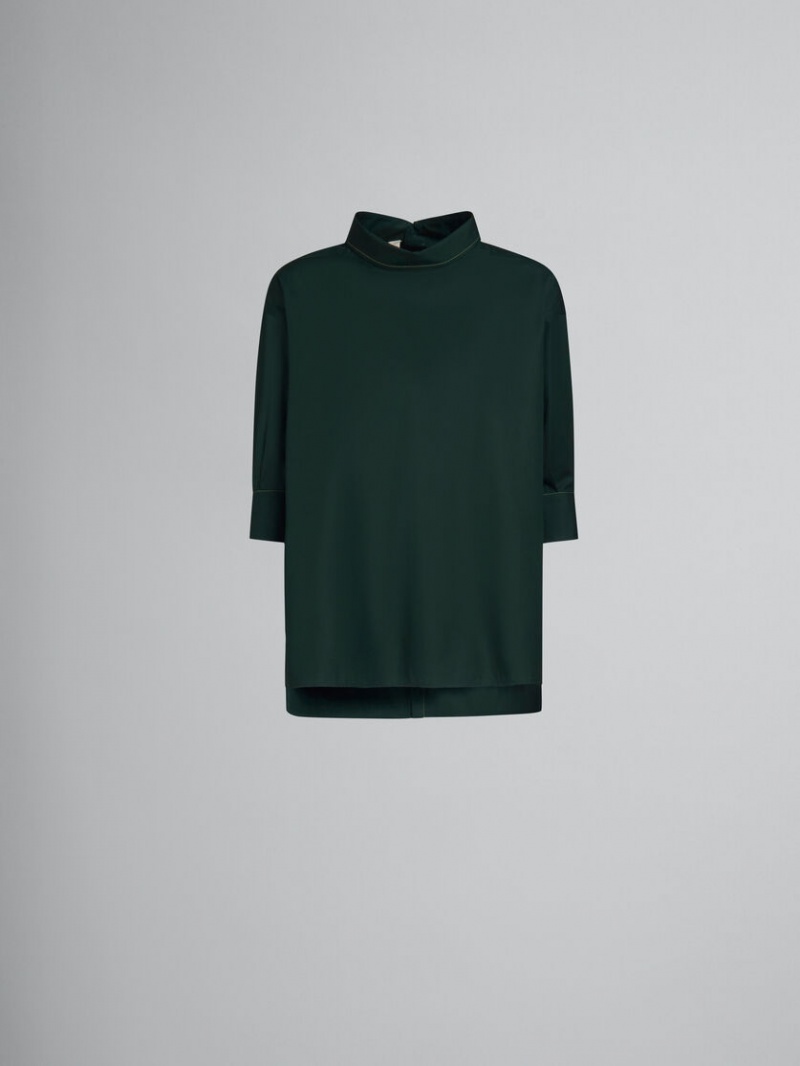 Marni Bio Poplin Top With Open Back Gröna | SEQAV30439