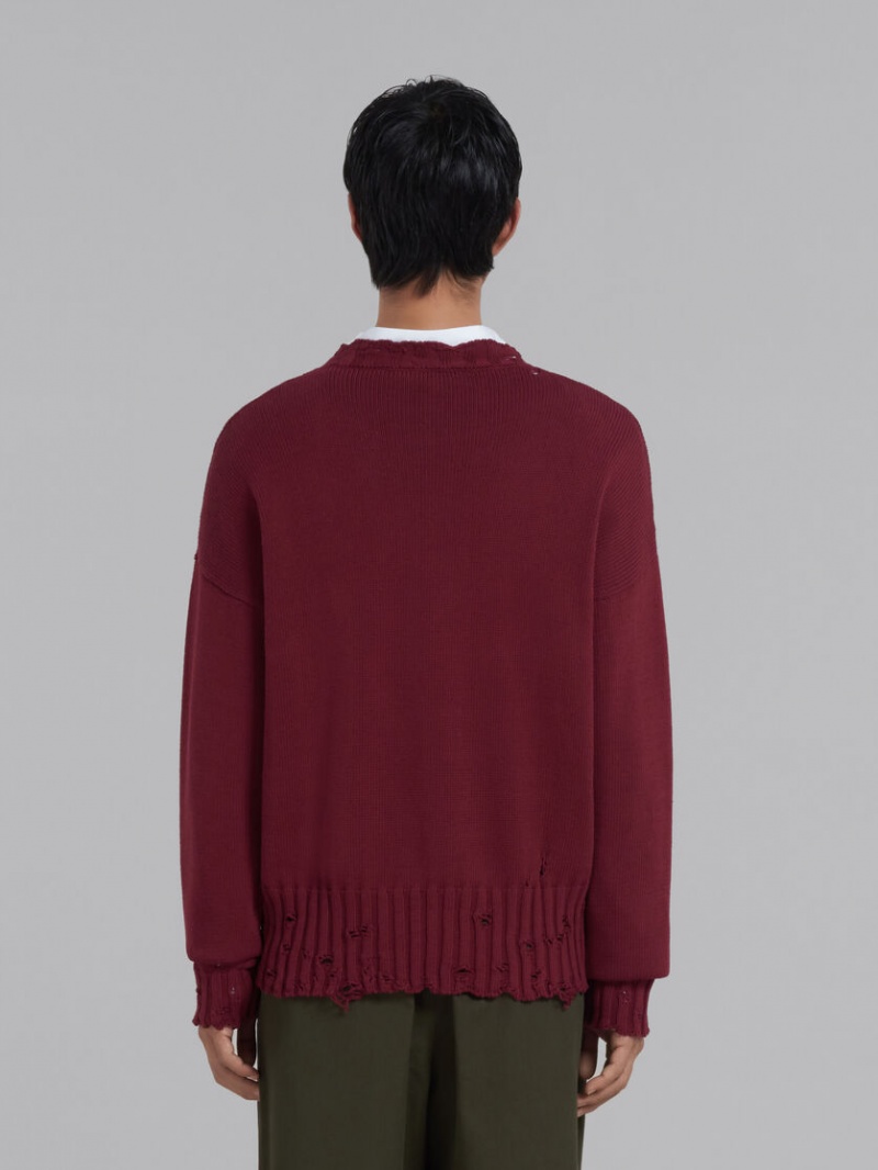 Marni Bomull Crewneck Tröja Röda | BSESO53755