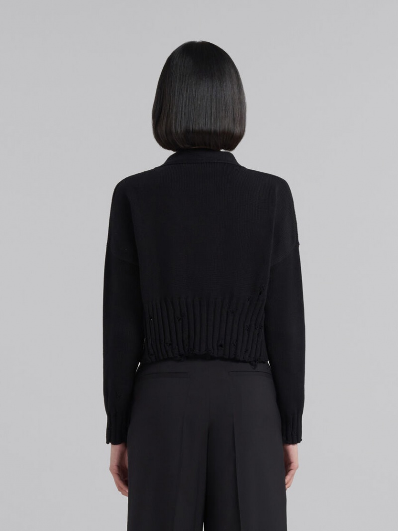 Marni Bomull Cropped Cardigan Svarta | ESEHC50036