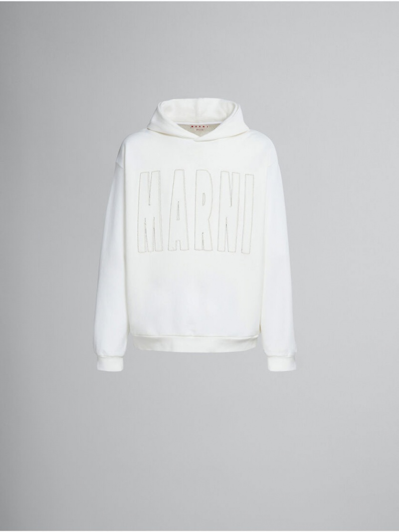 Marni Bomull Sweatshirt With Marni Logo Vita | SEEAH36979