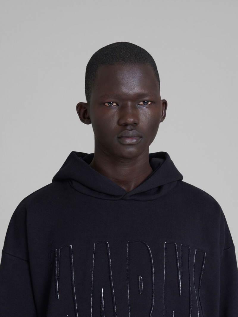 Marni Bomull Sweatshirt With Marni Logo Svarta | SEDFL53935