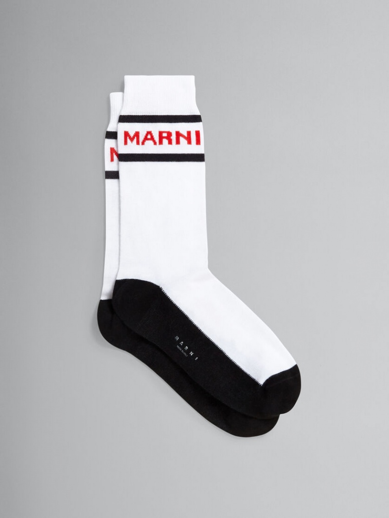 Marni Bomull With Logo Vita | TSEWZ93139